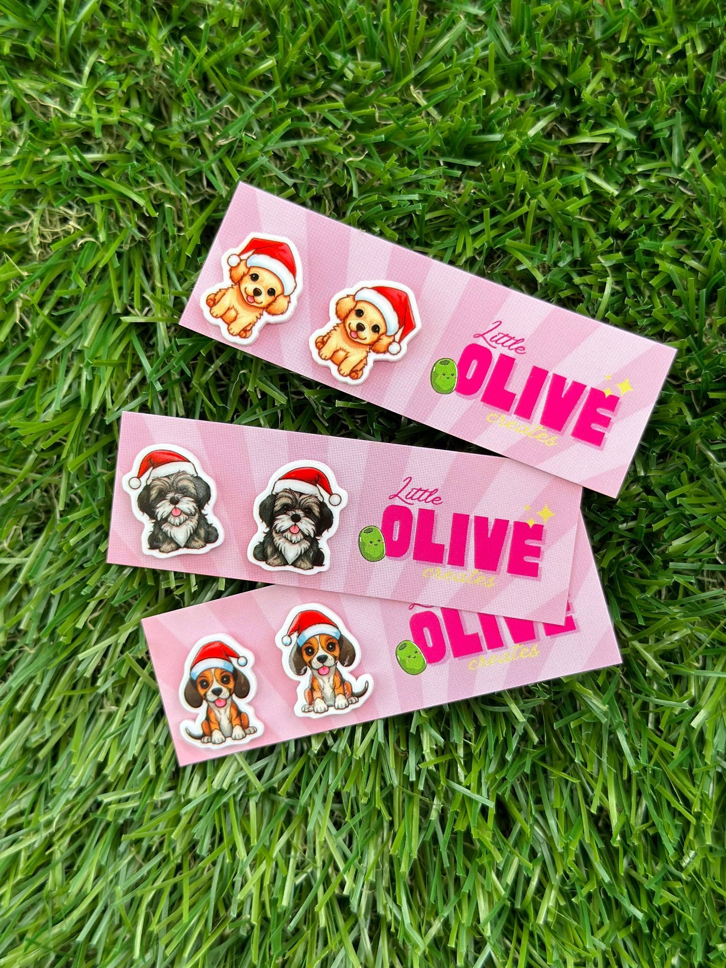 Golden Retriever Christmas Stud Earrings