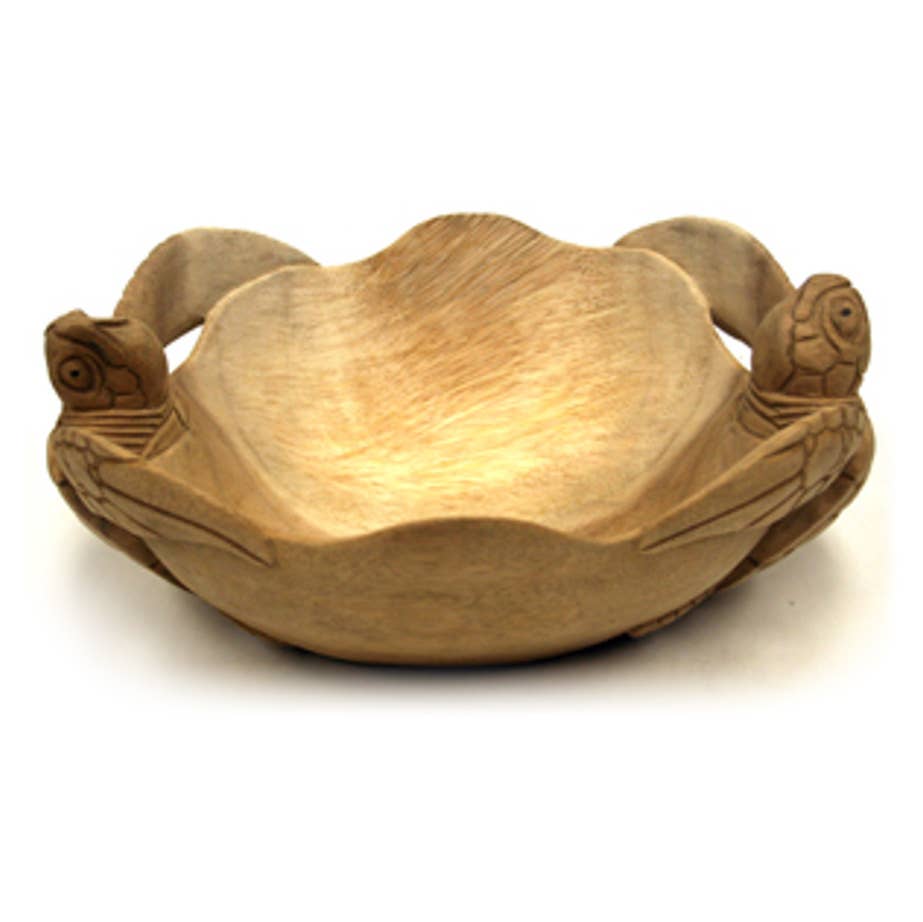 Large Wood Double Turtle Bowl 16"