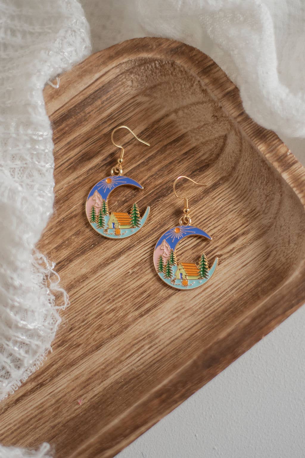 Night Sky Camping Moon Earrings