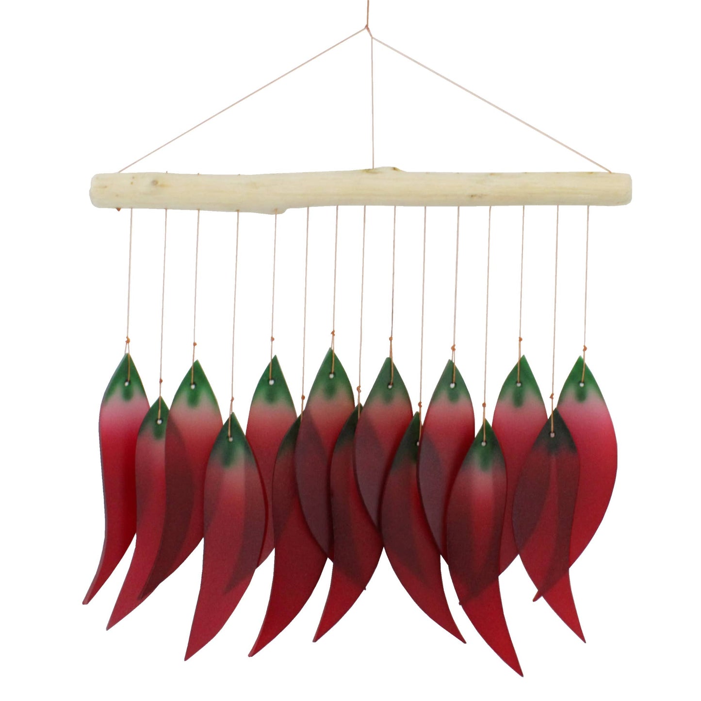 Red Chili Pepper Tumbled Glass Wind Chime