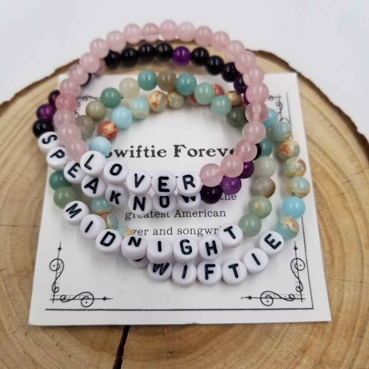 Taylor Swift Natural Stone Bracelet with Card: LOVER