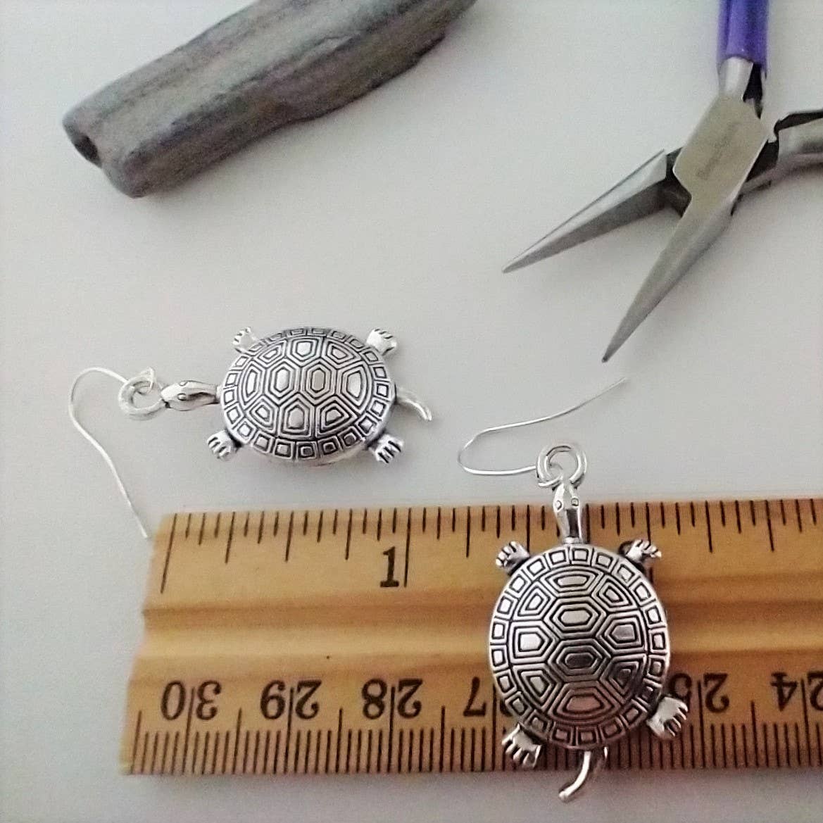 Turtle Earrings, Silver Turtle Earrings, Coastal Jewelry