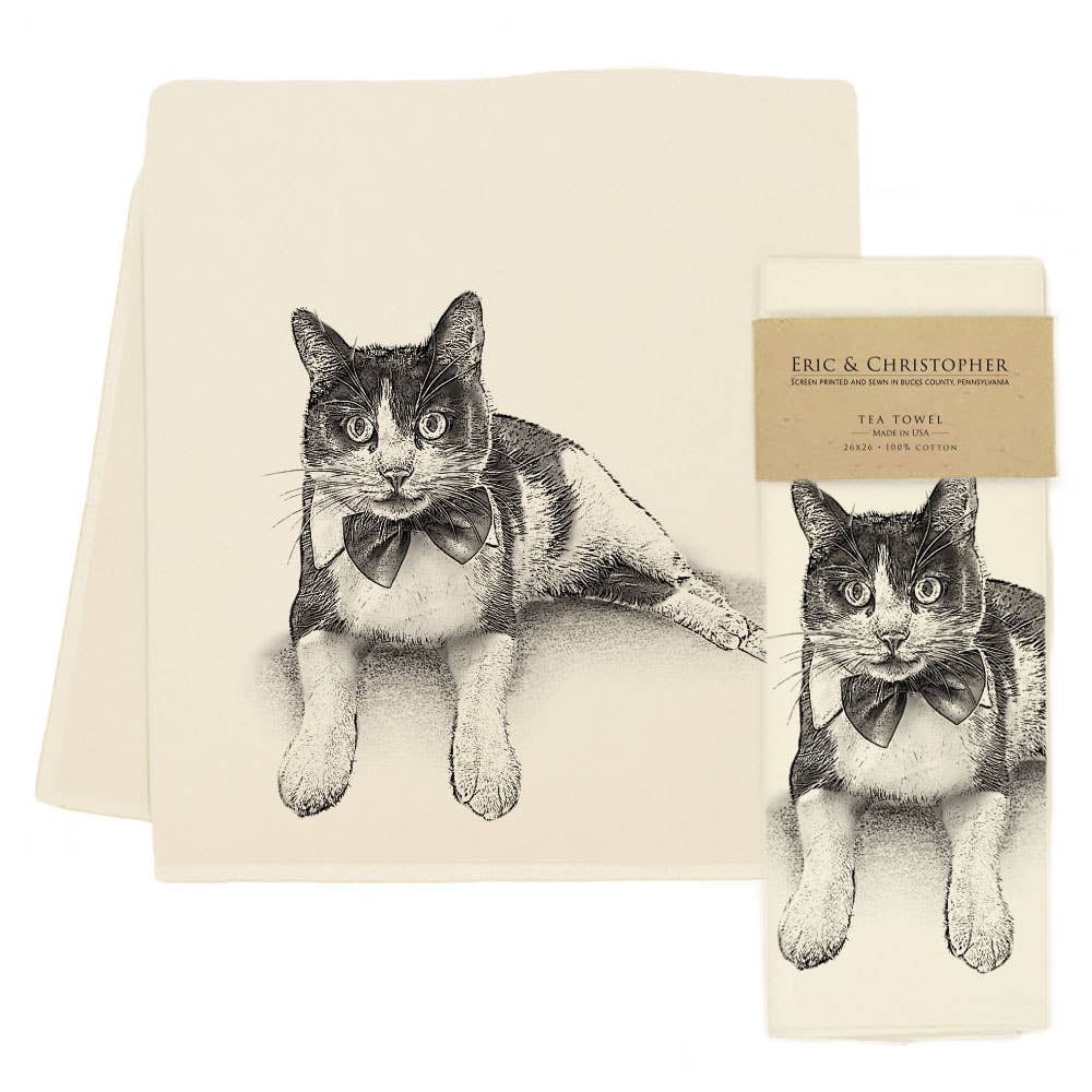Tuxedo Cat Tea Towel - "Sundance"