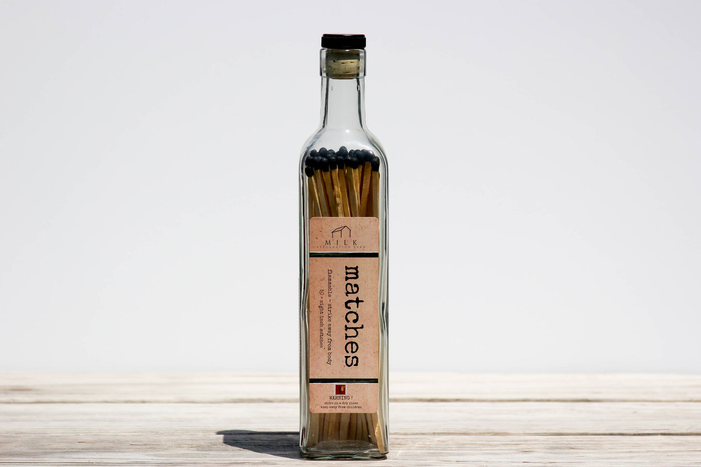 Match Bottle - 50+ matches in tall olive oil bottle