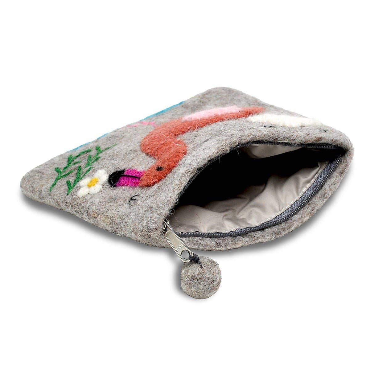 Grey Flamingo Coin Purse