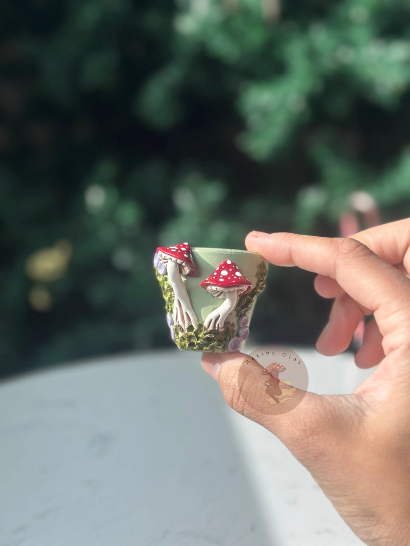 2" Tall Mushroom Plant Pot