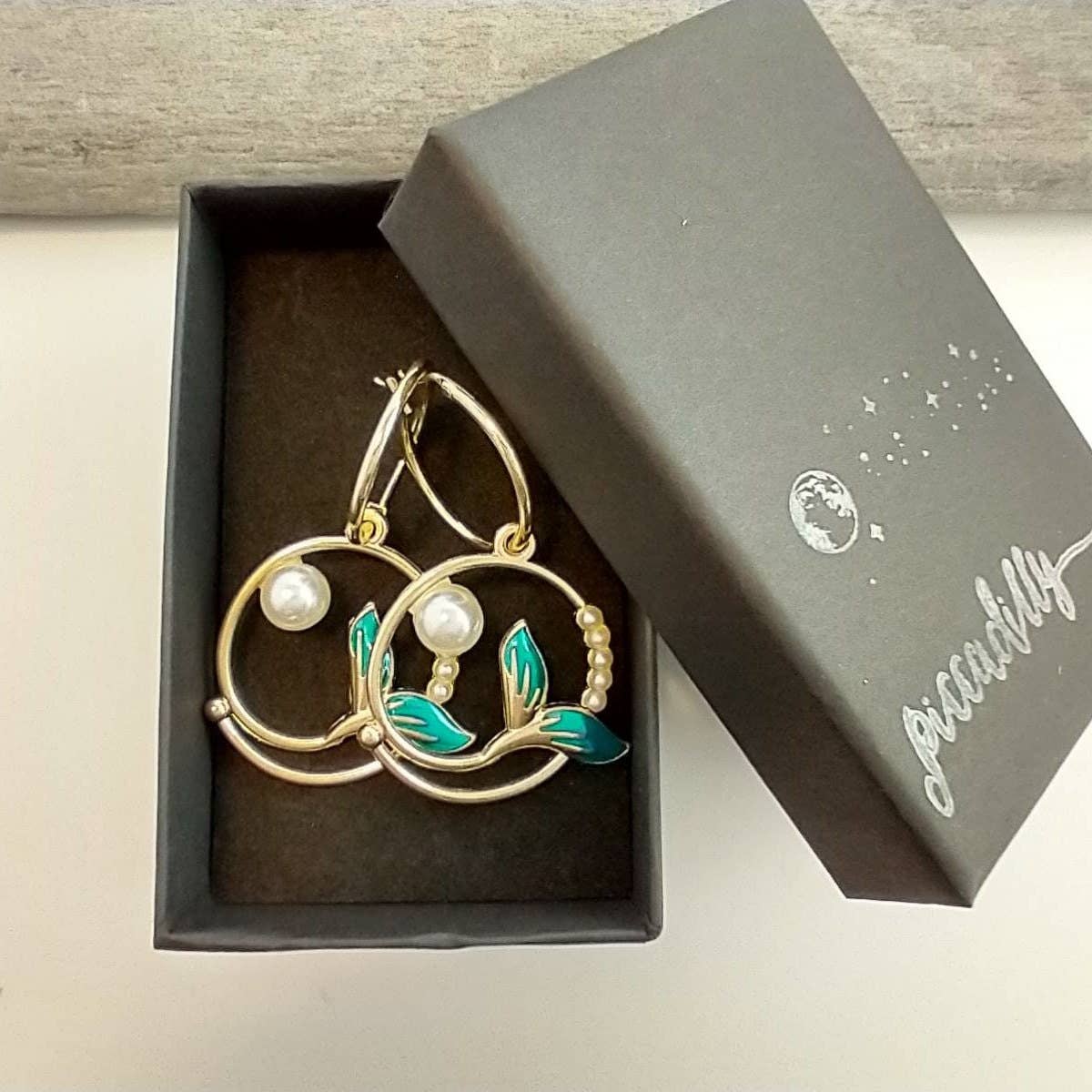 Gold Mermaid Earrings, Coastal Jewelry, Nautical Earrings