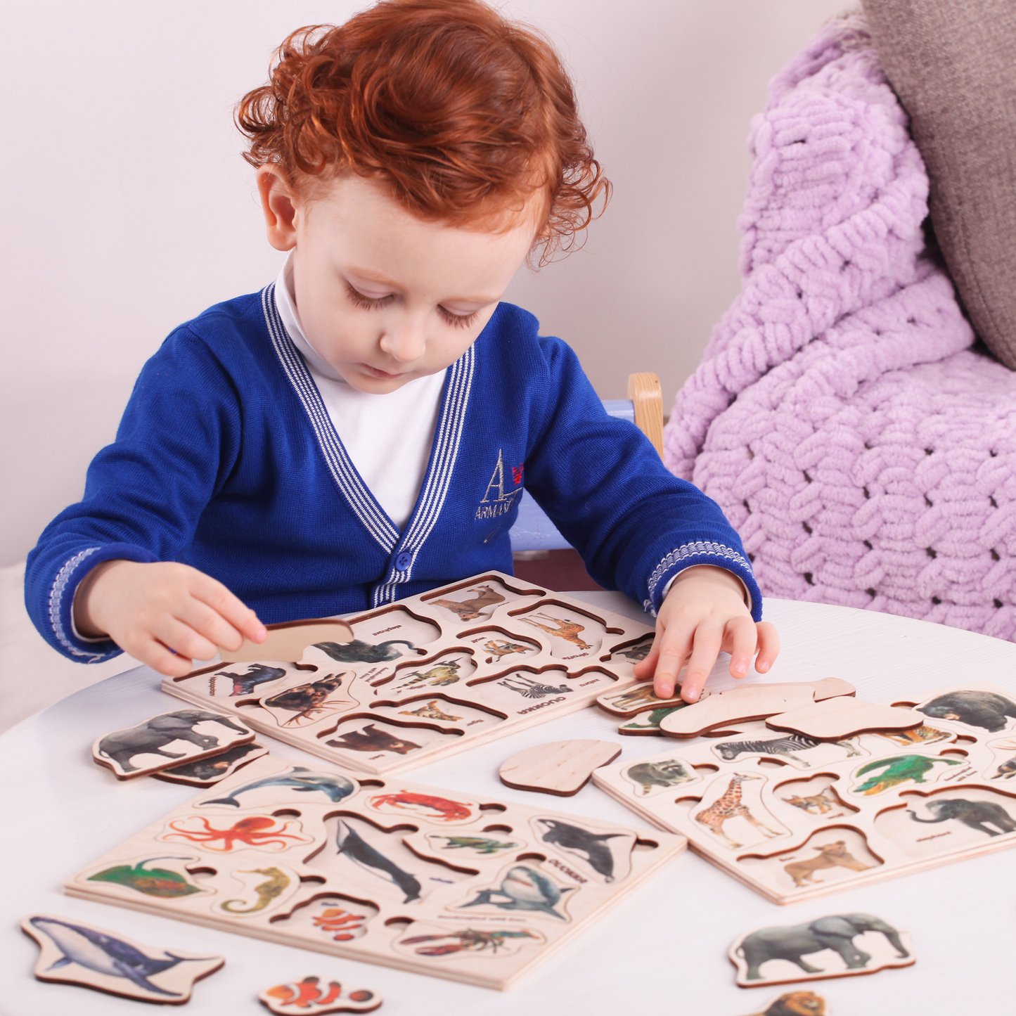 Montessori Puzzles Set | Farm Ocean Wild Animals