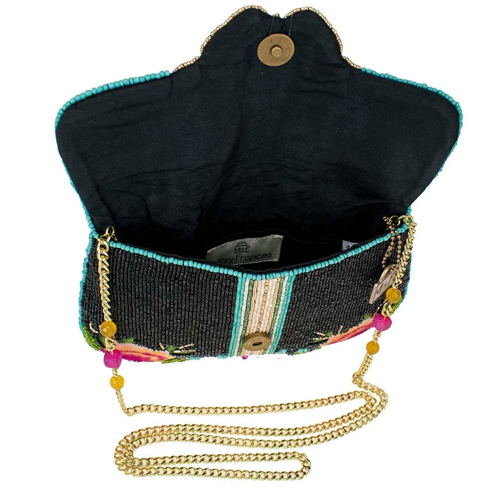 Dream Chaser, Black Beaded Crossbody Clutch Handbag