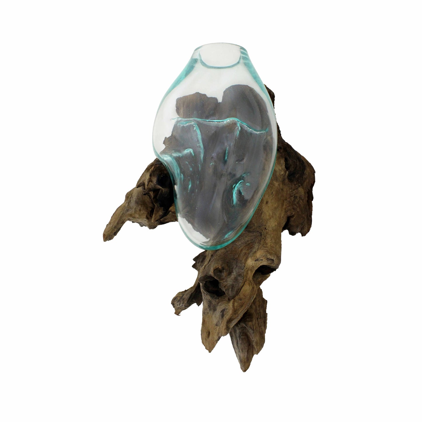 Molten Glass Wall Sconce on Gamal Wood Wall Mount