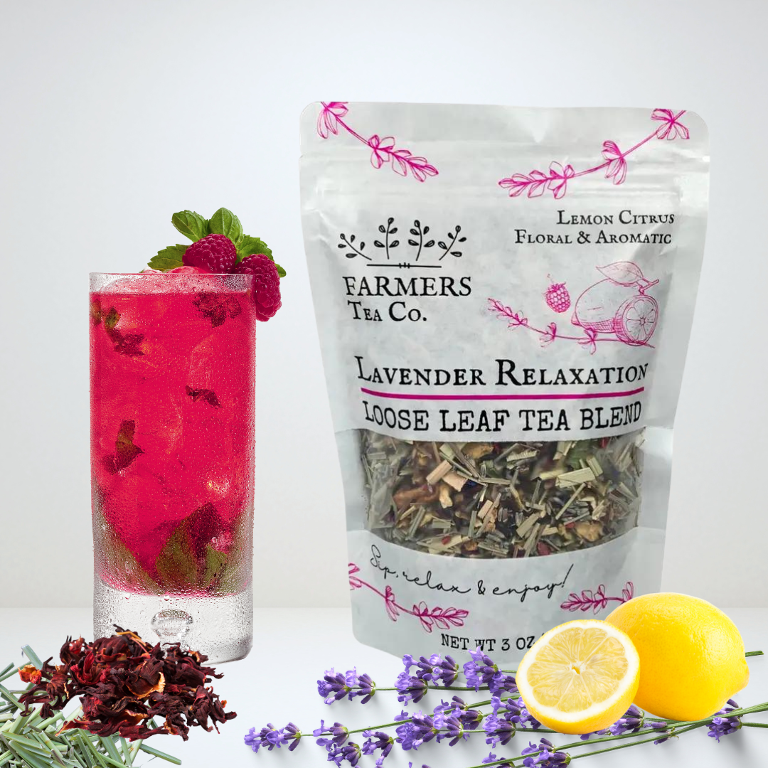 FARMERS Tea Co. | Lavender Relaxation Tea, Loose Leaf Tea Blend 3 oz