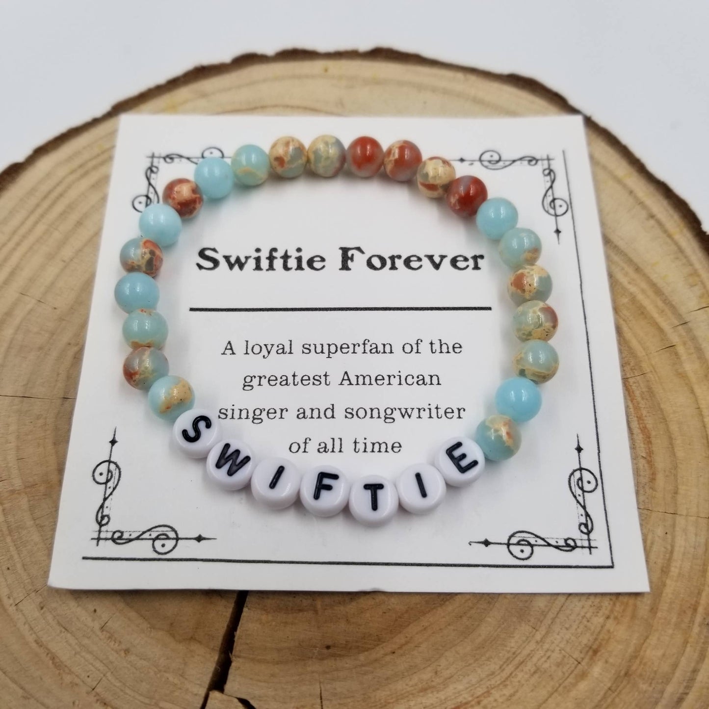 Taylor Swift Natural Stone Bracelet with Card: LOVER