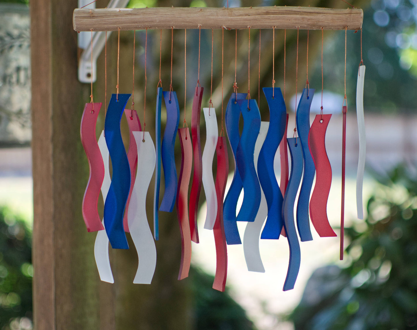 Red, White & Blue Wave Tumbled Glass Wind Chime