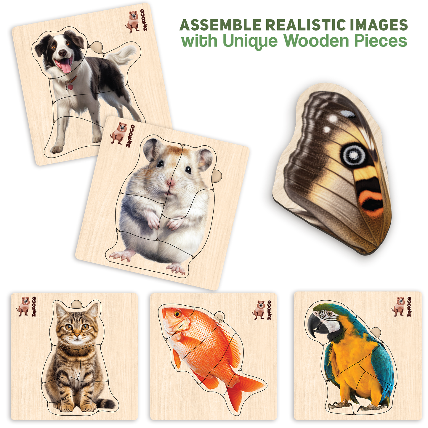 Realistic Wooden Puzzles for Toddlers | Animals, Bird, Fish