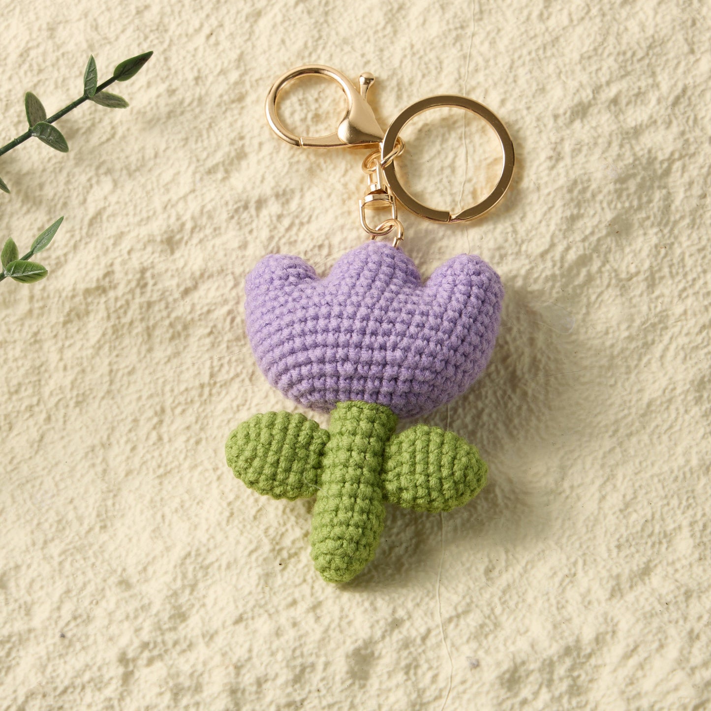 Hand-Crochet Tulip Flower Keychain for a Floral Touch