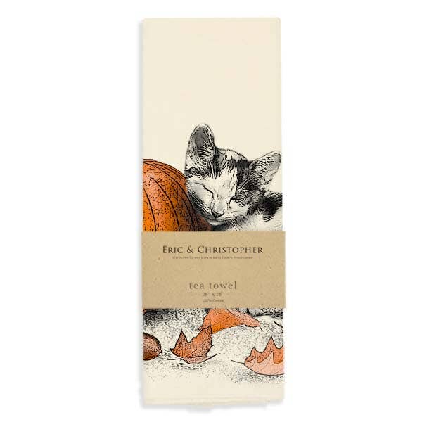 Kitten Pumpkin Tea Towel - "Kiki"