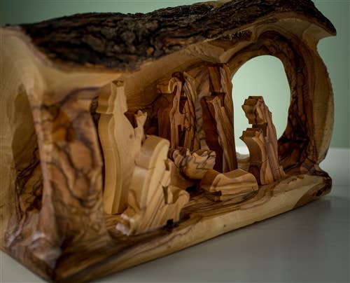 Large Grotto Carved in Branch - 4"x8"