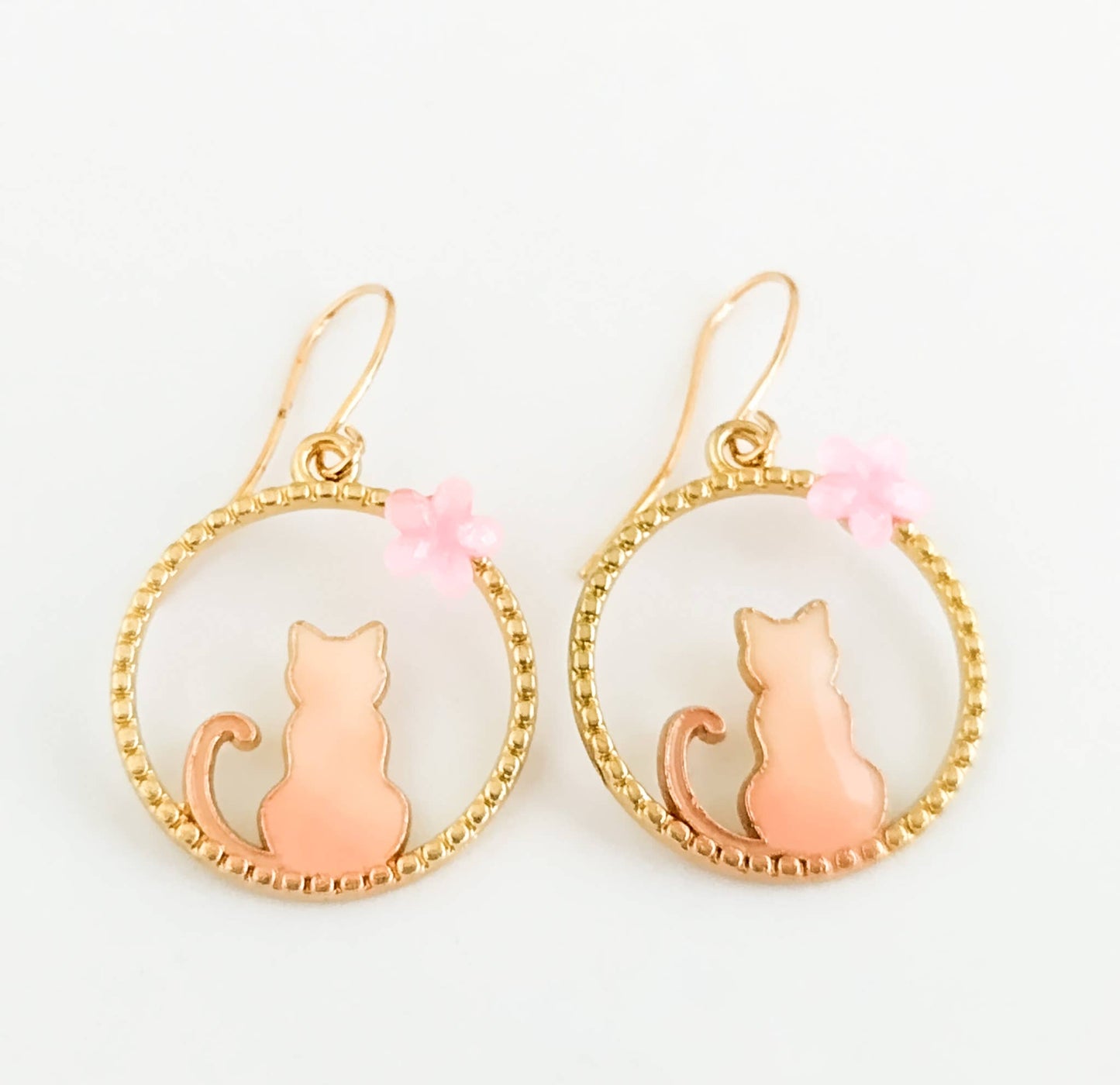 Adorable Cat Earrings, Cat jewerly: Pink