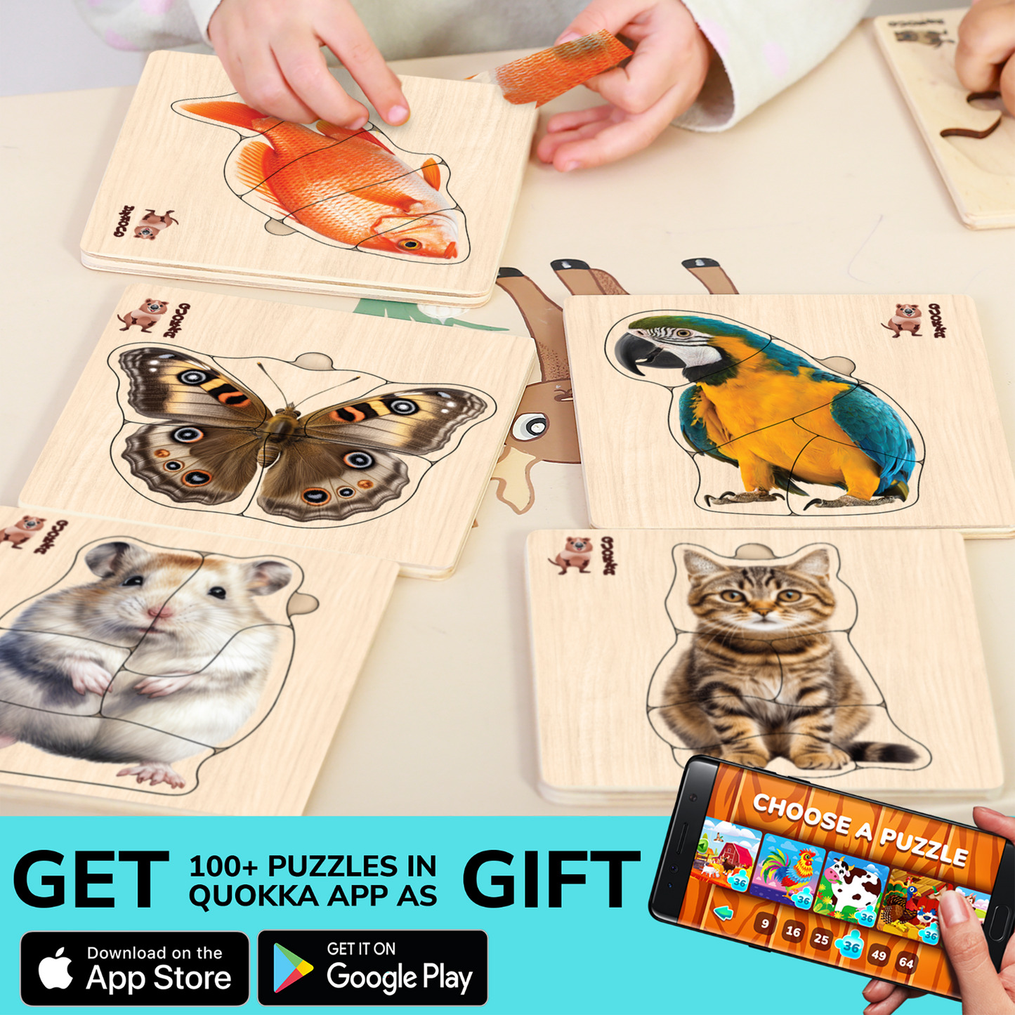 Realistic Wooden Puzzles for Toddlers | Animals, Bird, Fish