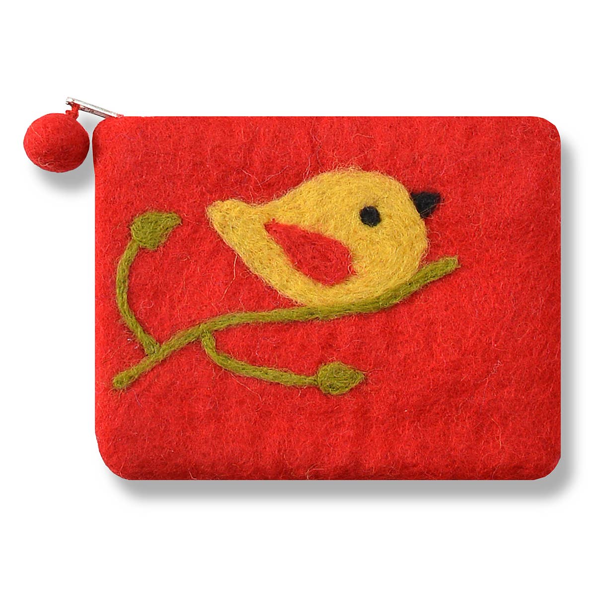 Green One Bird Design Coin Purse
