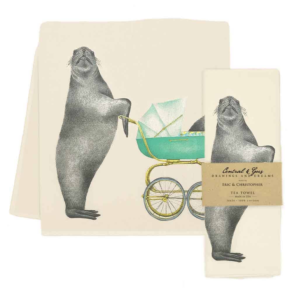 "Easton & Mino" Scarborough Stellar Sea Lion Tea Towel