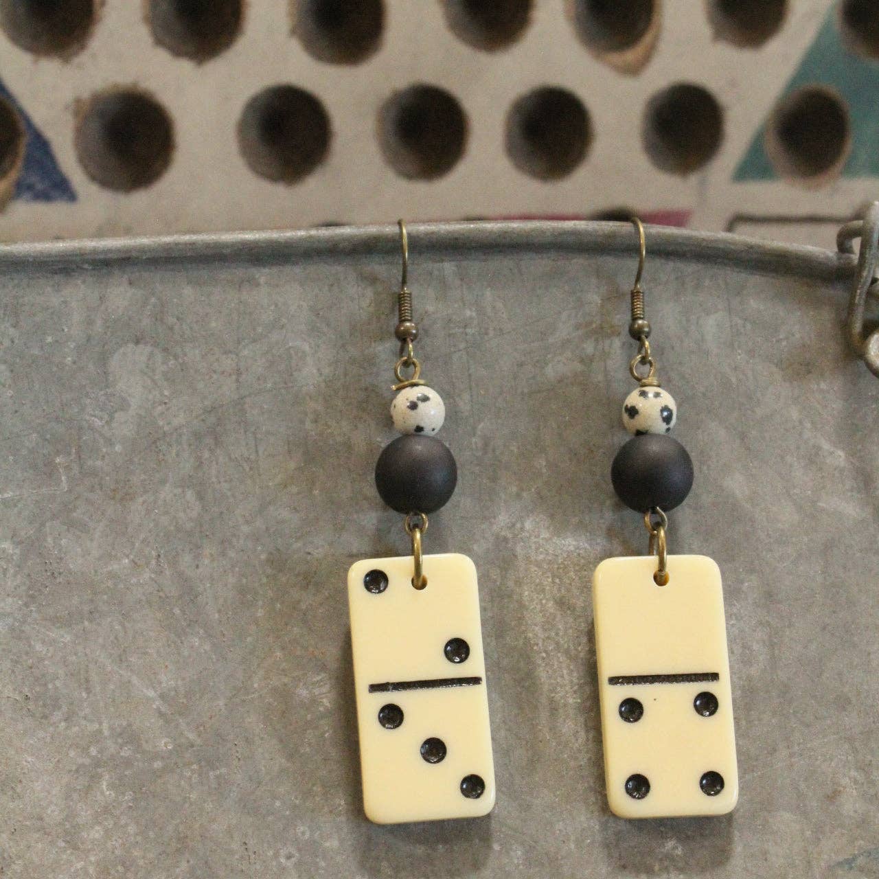 Game Day Bronze Domino Earrings