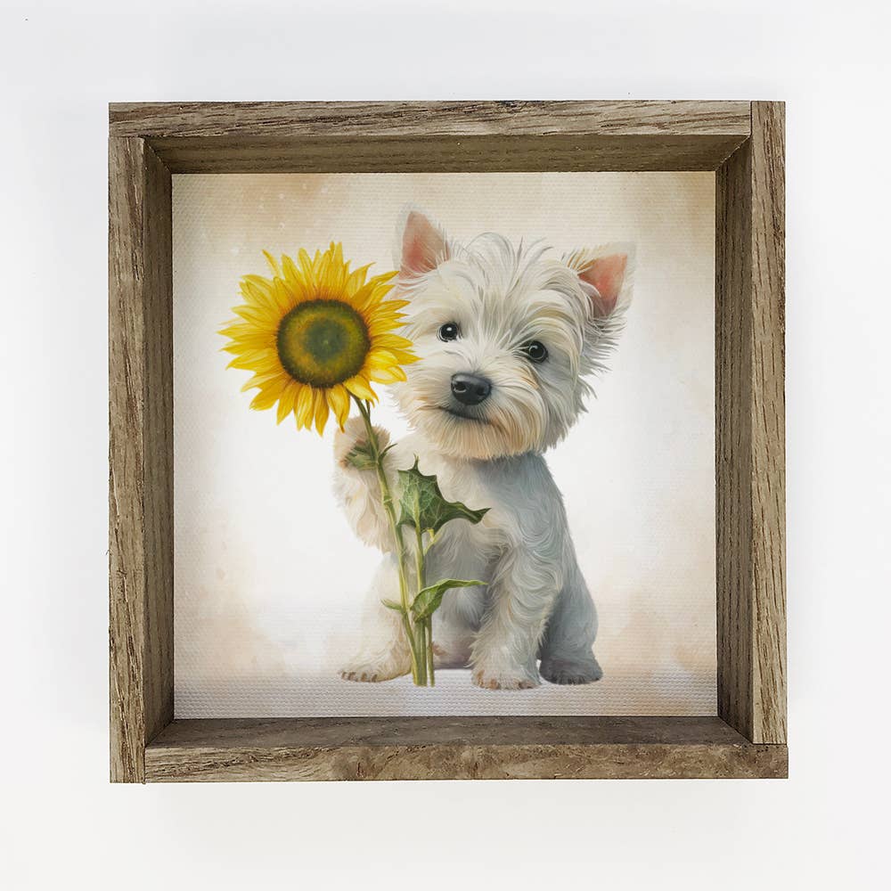 Sunflower Westie Canvas Art