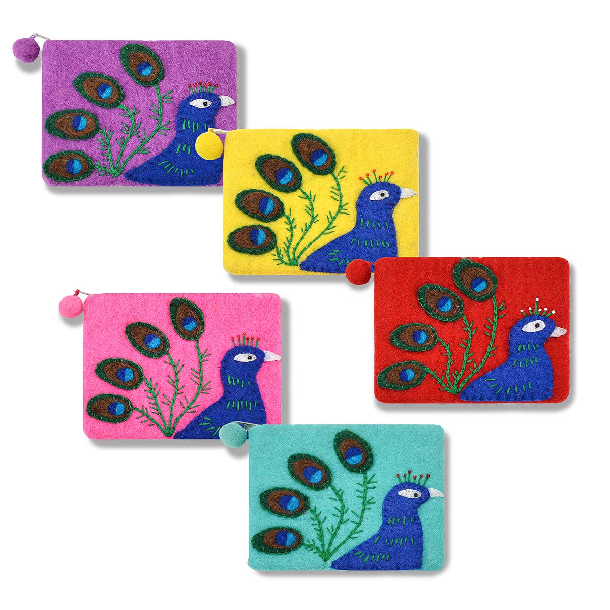 Yellow Peacock Design Coin Purse