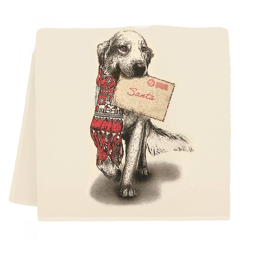 Letter to Santa Golden Retriever Tea Towel