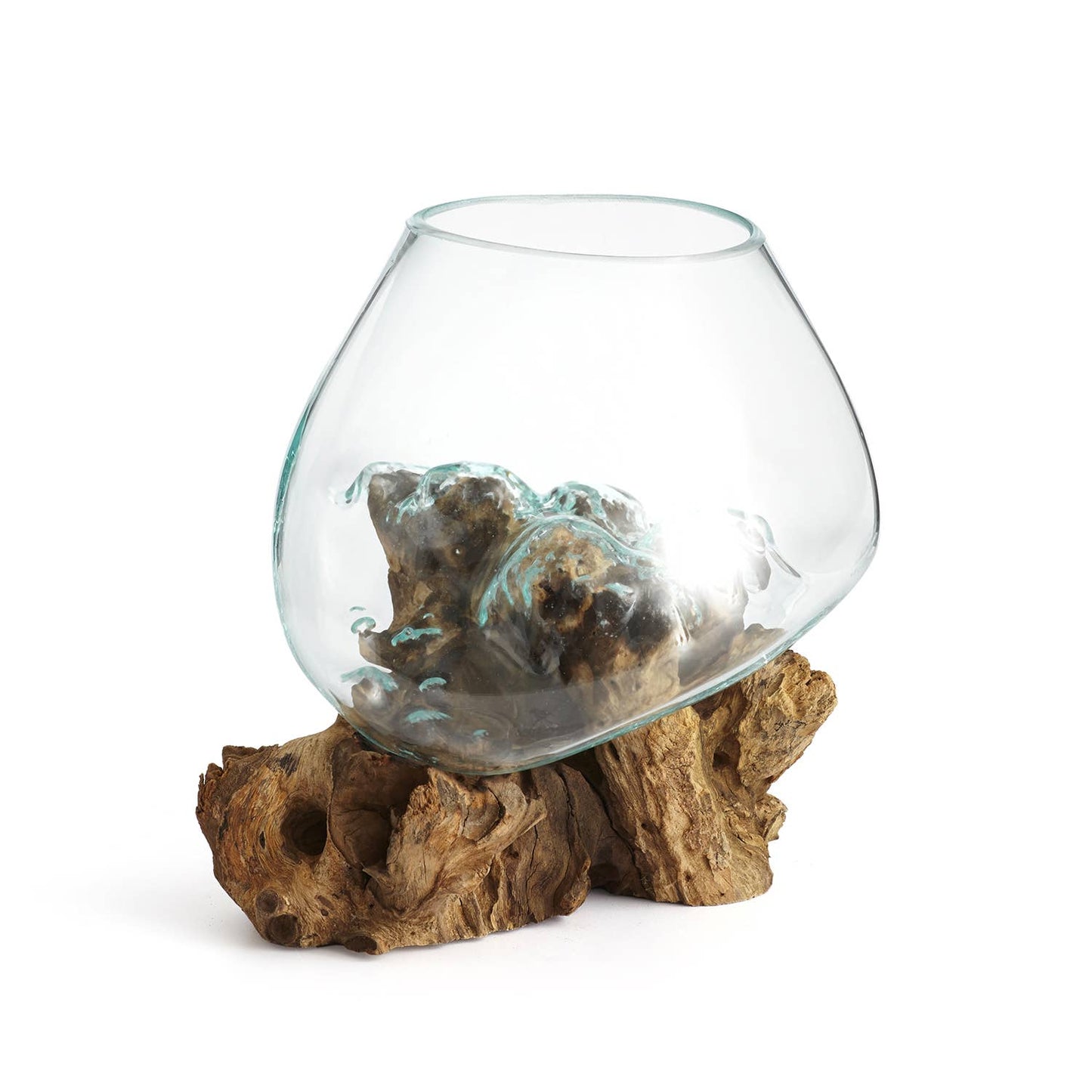 Molten Glass & Wood Sculpture - Approx 20cm across