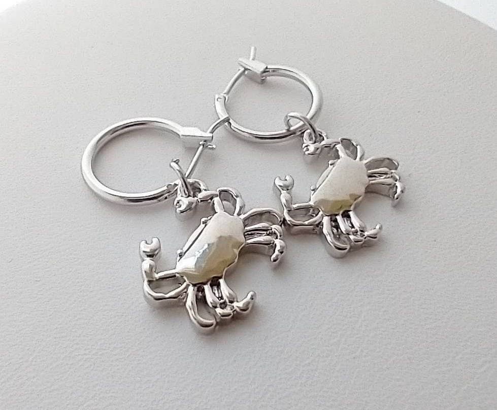 Crab Hoop Earrings, Silver or Gold: Gold Earrings Only