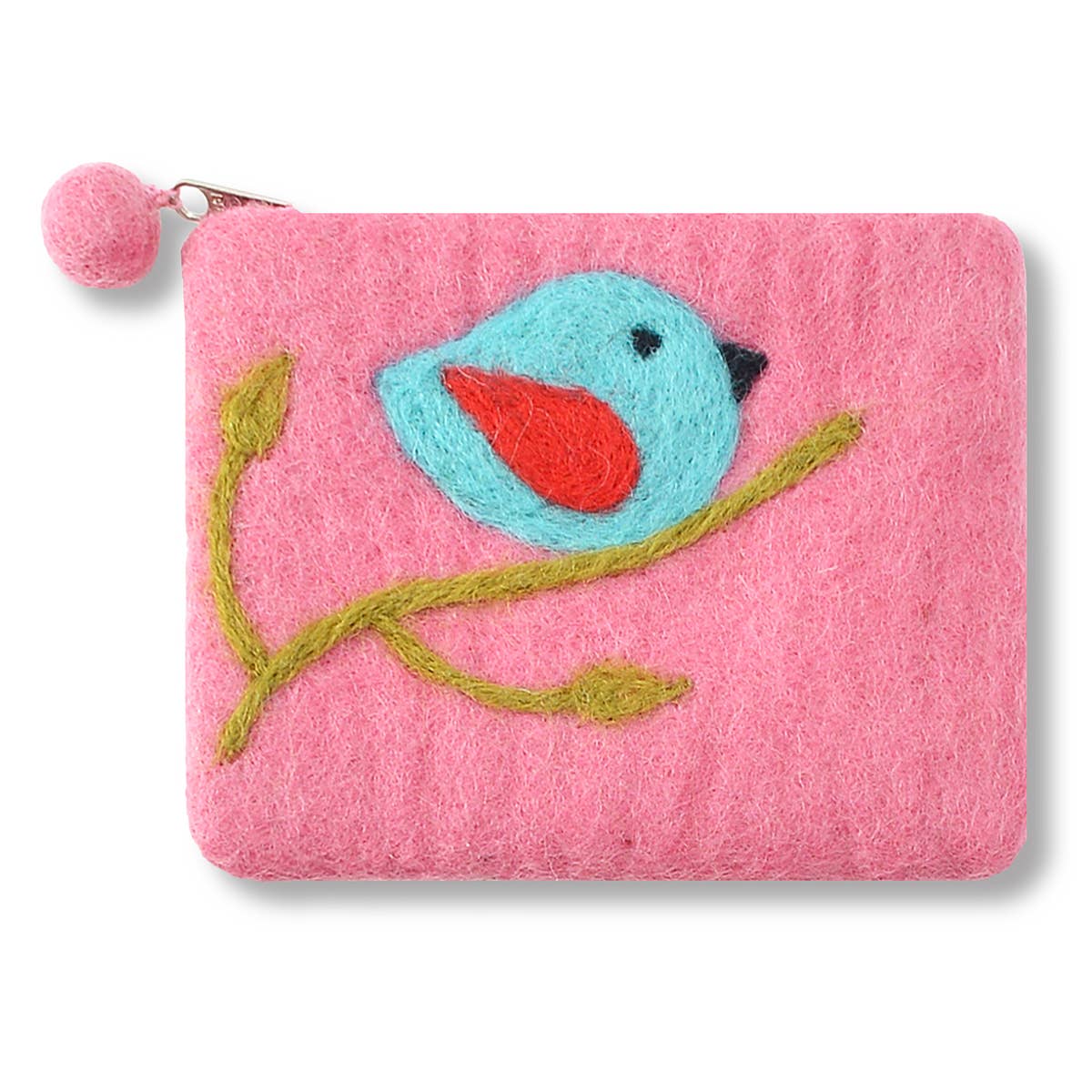 Green One Bird Design Coin Purse
