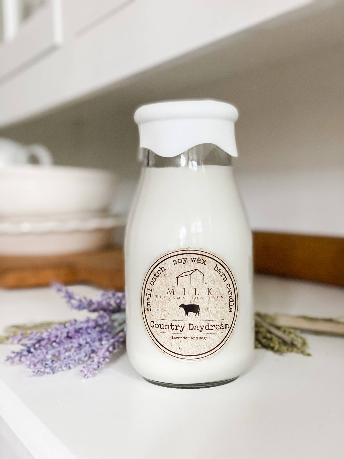 Milk Bottle Candle - Country Daydream (Lavender Sage)