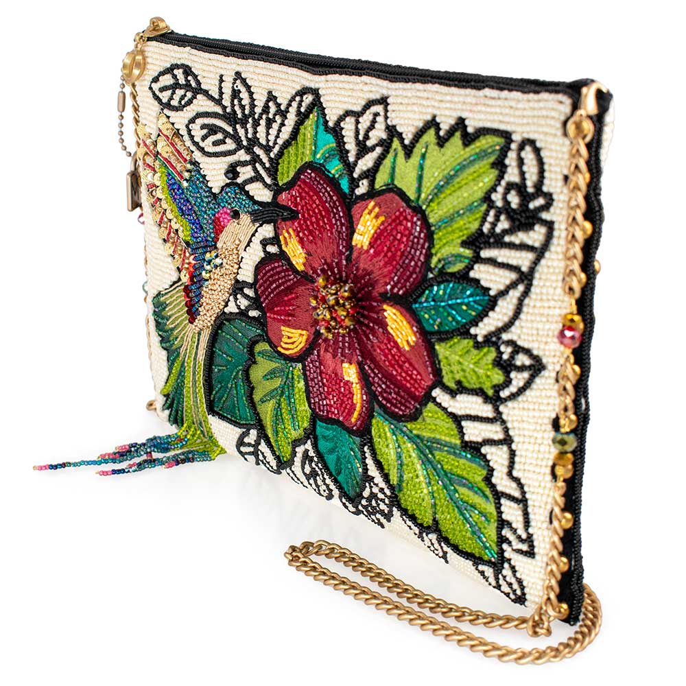 Wing It Beaded Hummingbird Crossbody Clutch Beaded Handbag