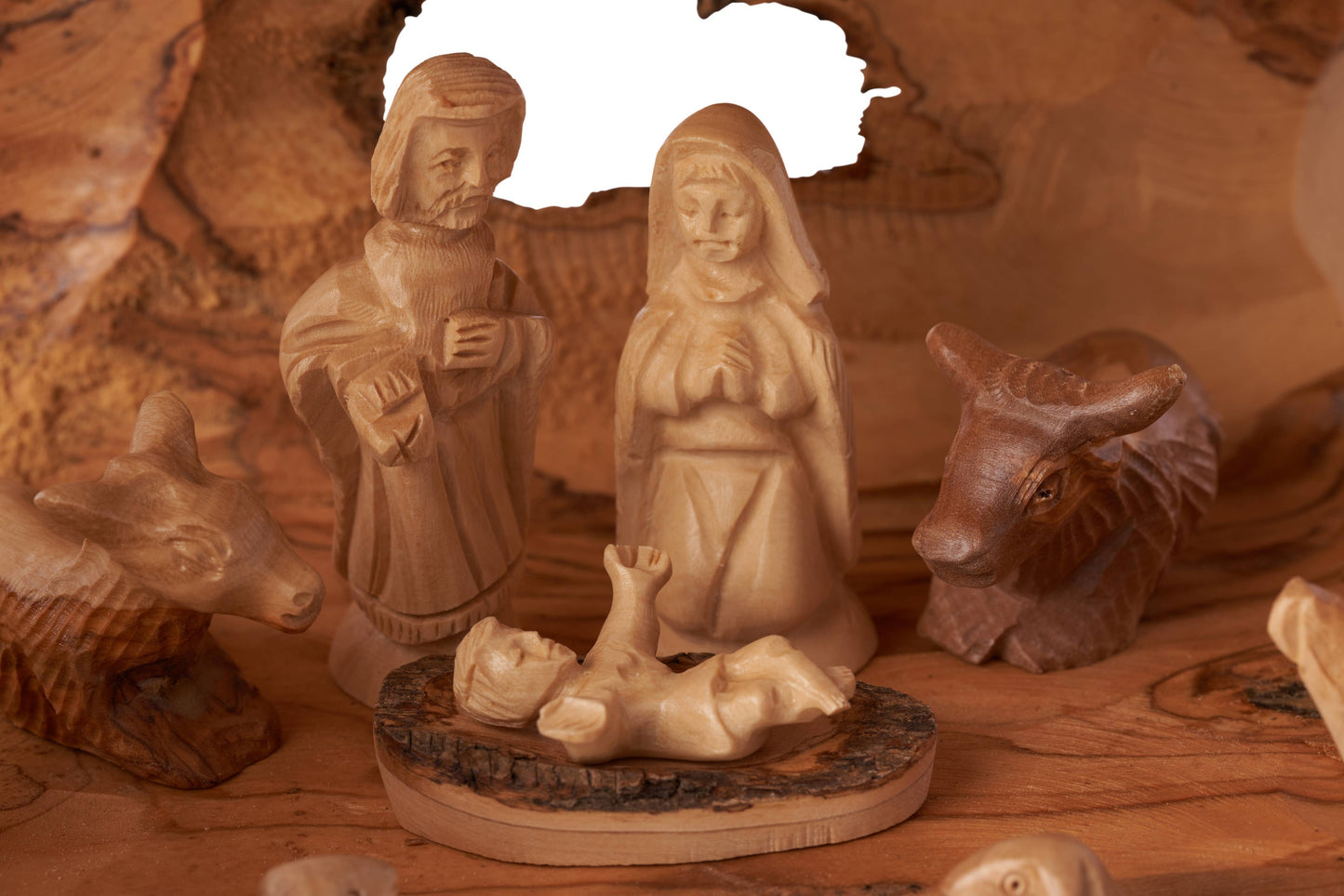 Olive Wood Solid Branch Nativity Stable