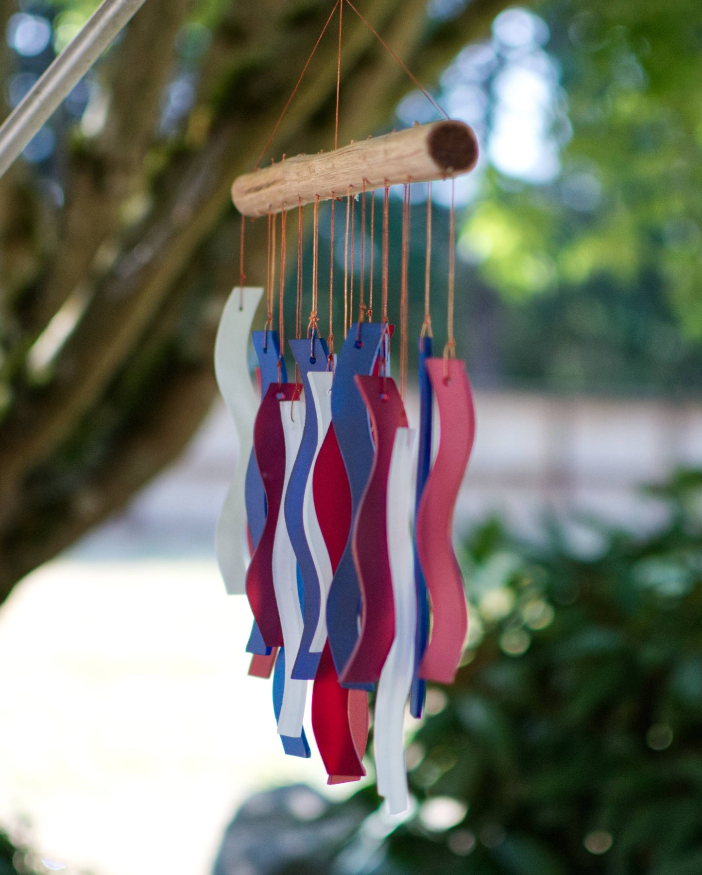 Red, White & Blue Wave Tumbled Glass Wind Chime