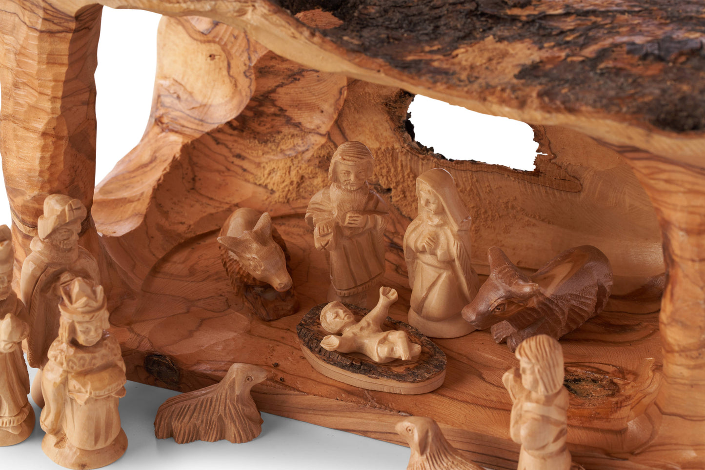 Olive Wood Solid Branch Nativity Stable