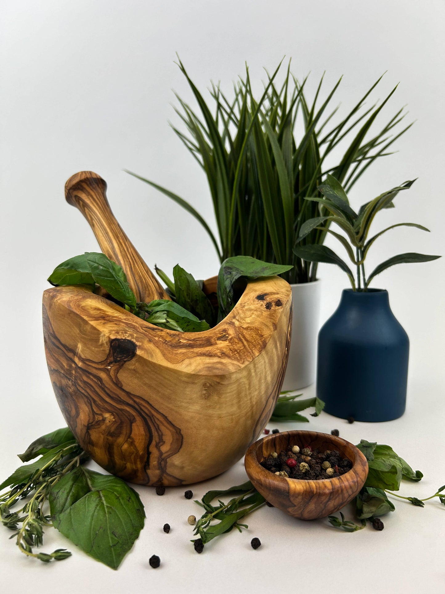 Free Form Olive Wood Mortar & Pestle: 4"