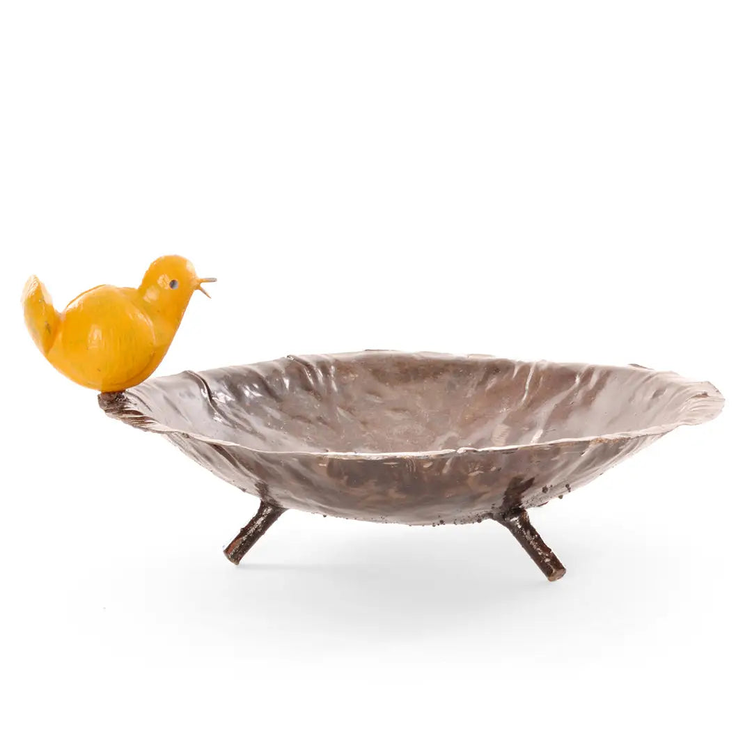 Recycled Metal and Stone Bird Bath from Zimbabwe