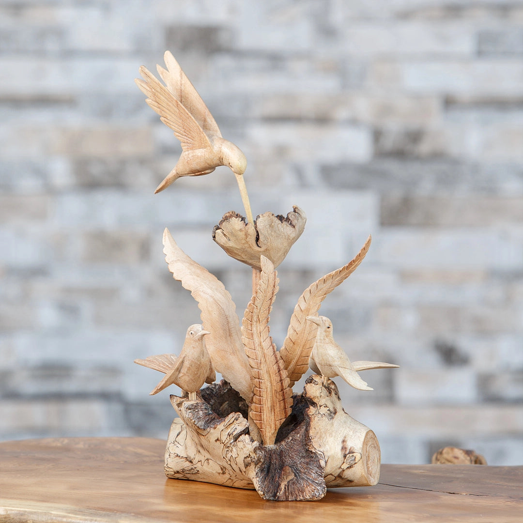 Birds Family Parasite Wood Hand Carved