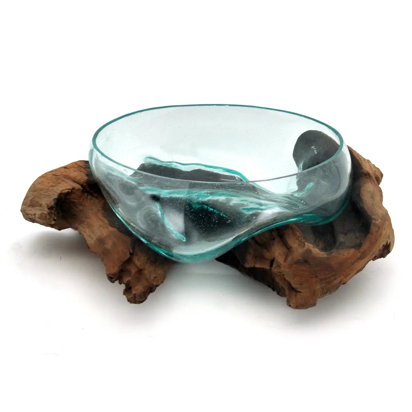 Bleached Large Driftwood Teak Glass Fruit Bowl