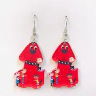 Acrylic Red Dog Earrings