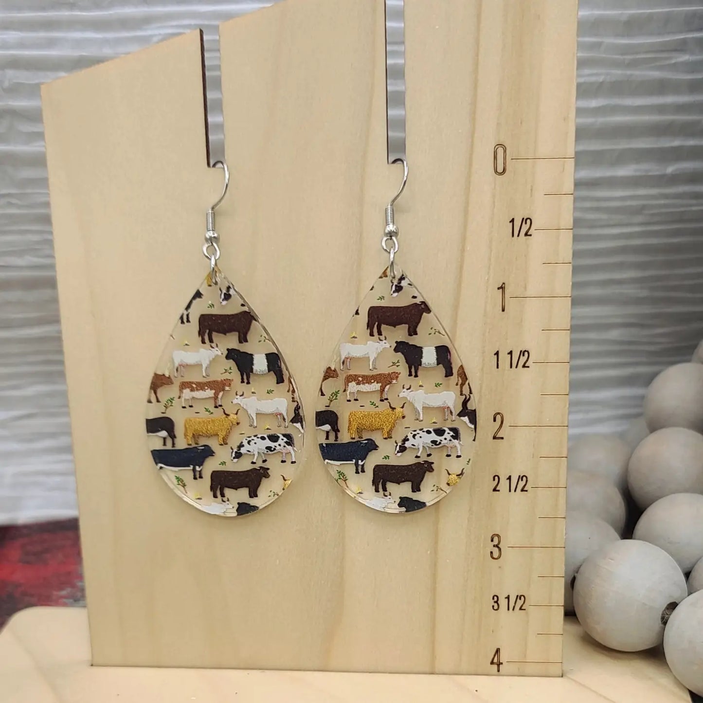 Cow Teardrop Earrings