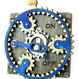 Gray and Blue Single Wooden Switch Plates