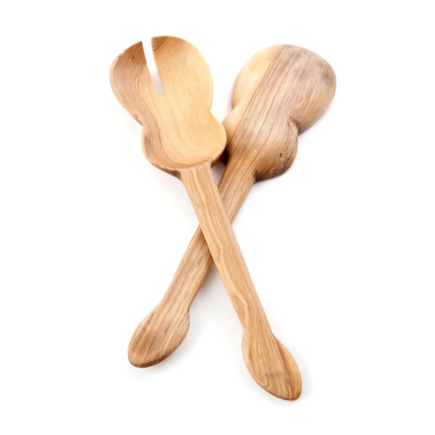 Wild Olive Wood Guitar Salad Server Set
