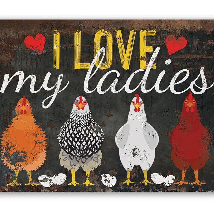Assorted Metal Chicken Signs
