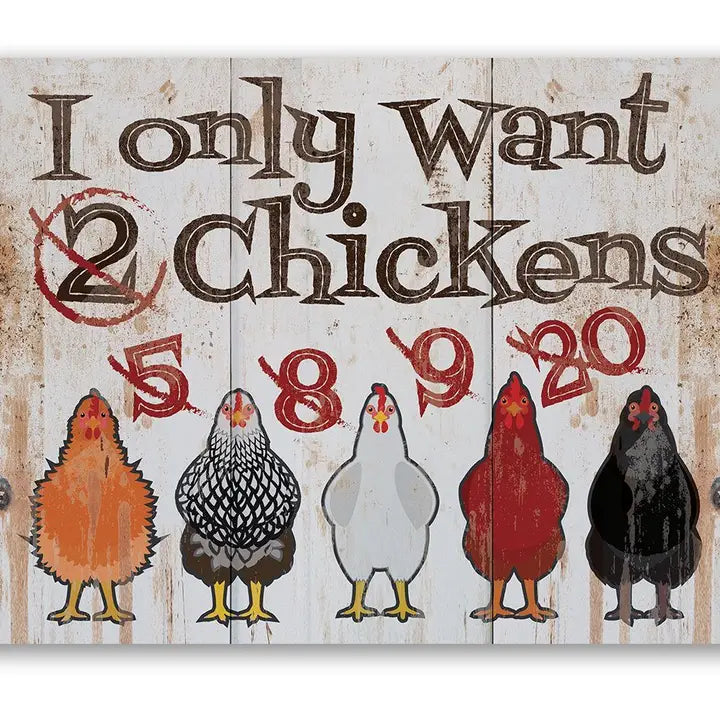 Assorted Metal Chicken Signs