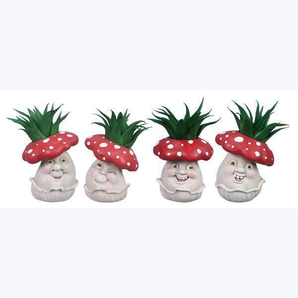 Mushroom Figurine with Plant