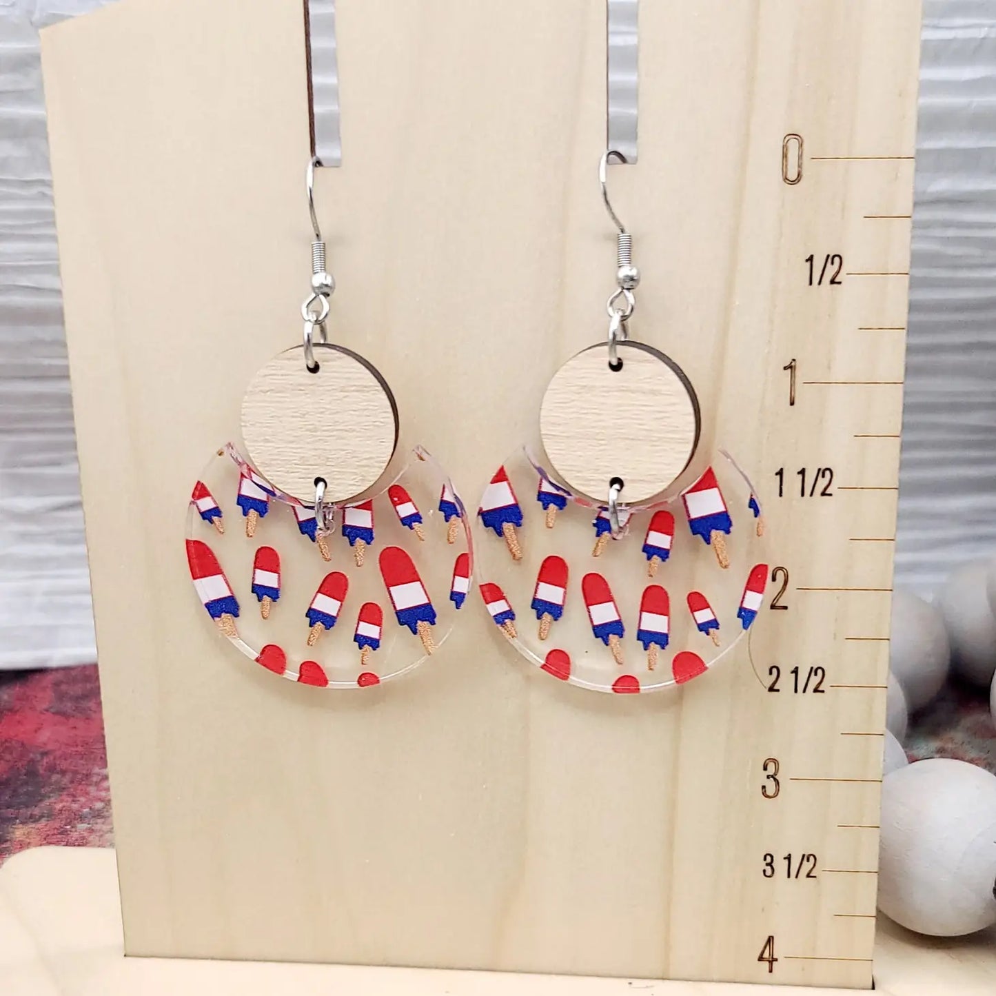Patriotic Popsicle Stacked Circle Earrings