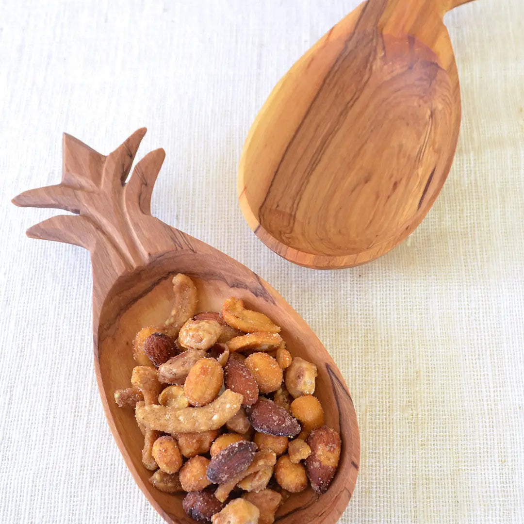 Kenyan Wild Olive Wood Pineapple Serving Bowl